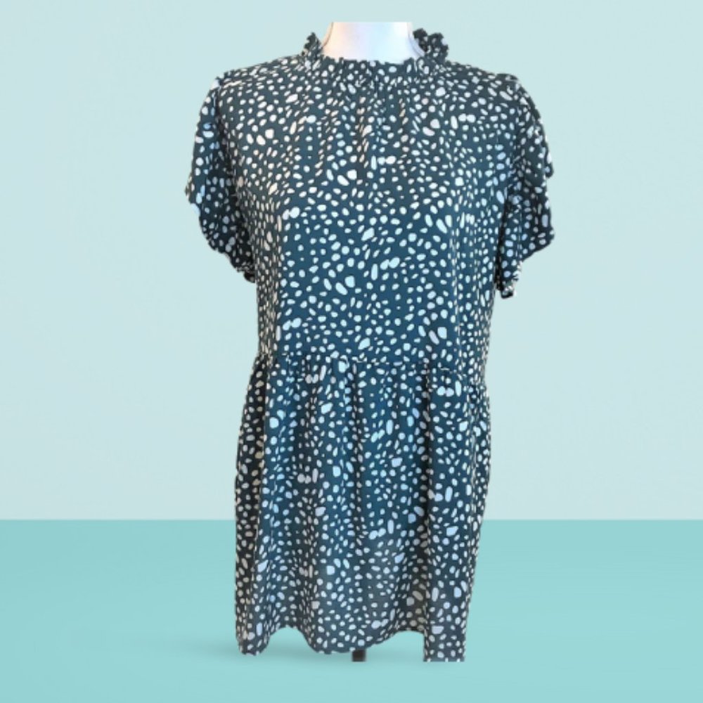 TEAL GREEN POLKA DOT TUNIC SIZE XXL